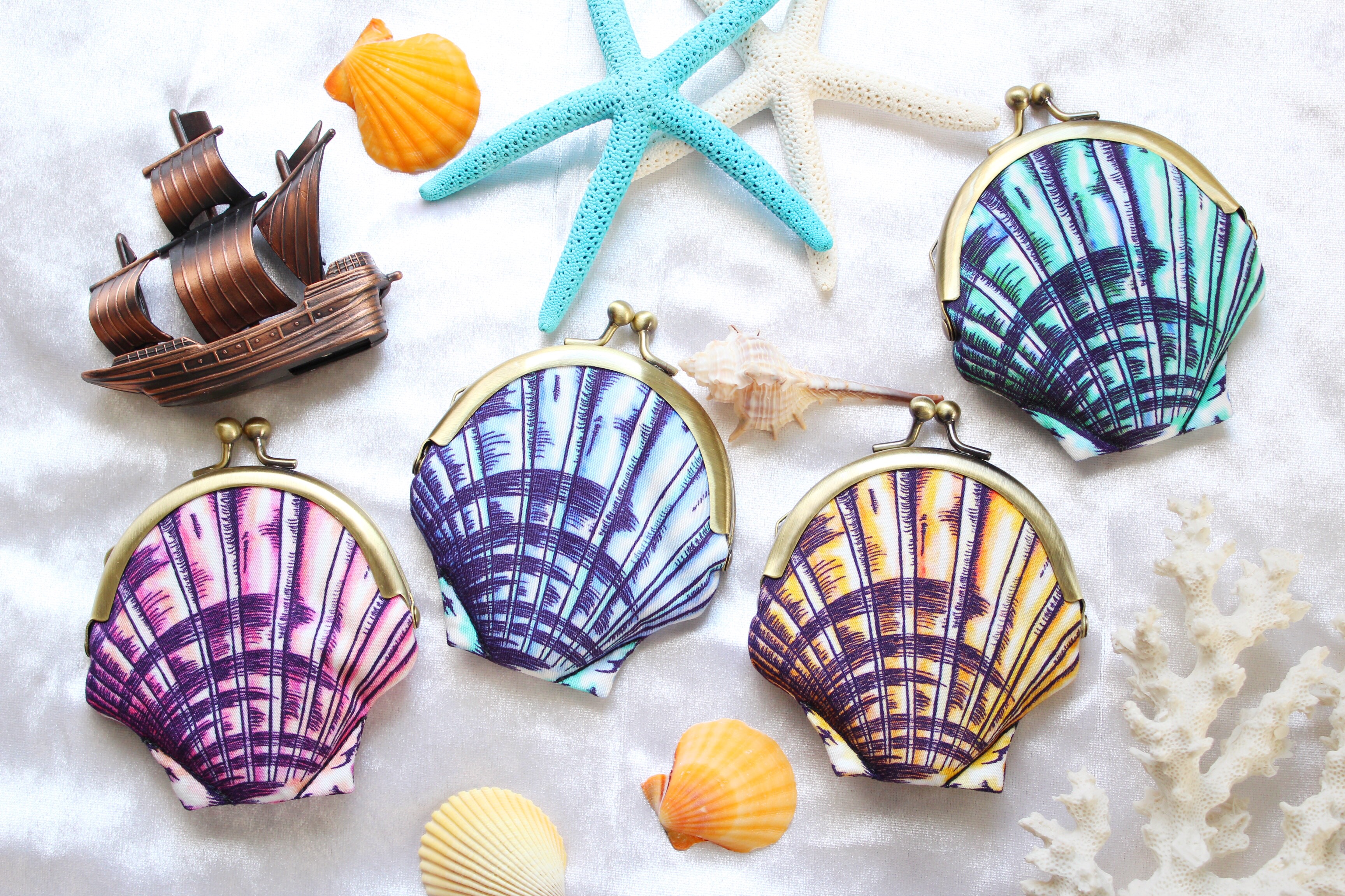 海辺の忘れ物＊貝殻がま口ポーチ＊ シェル/海 がま口 Regalo ruri 通販