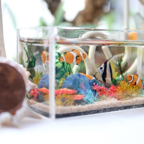 海のお月様 ピンク うさぎ インテリア アクアリウム 置物