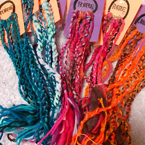 ☆再販【送料無料】woolヘアエクステ. 毛糸 ヘアゴム ヘアゴム PURPLE 