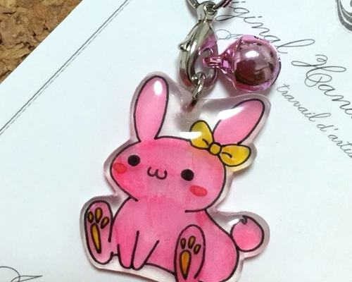 ハンドメイド　ストラップ　うさぎ 豆うさぎストラップ 作り方・型紙 A Baby Rabbit Plush Keychain