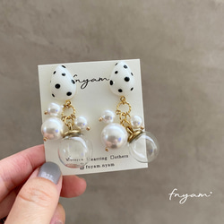 【再販】しずくdot×つぶつぶパール♡ピアス/イヤリング 1枚目の画像