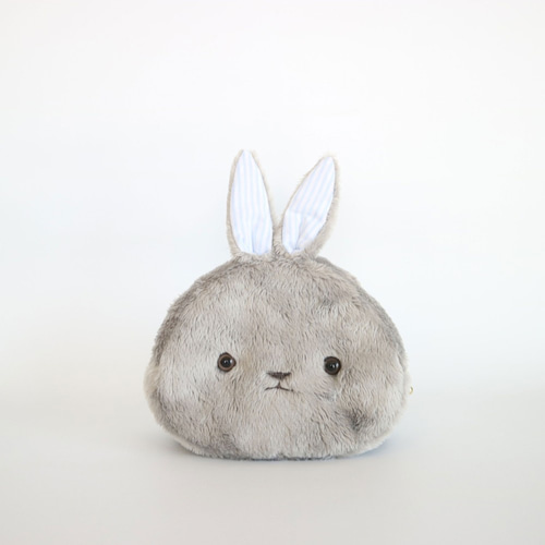 ふわふわうさぎポーチ グレー(マチ付き) ※受注制作 ポーチ puppe 通販