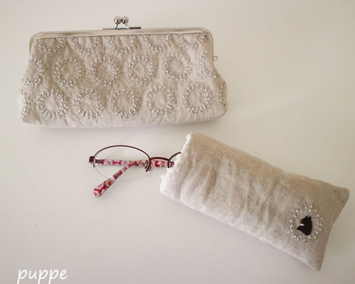 【リネン刺繍　さ。様オーダー専用ページ】マルチクロス　メガネケース リネン刺繍 さ。様オーダー専用ページ】マルチクロス メガネケース