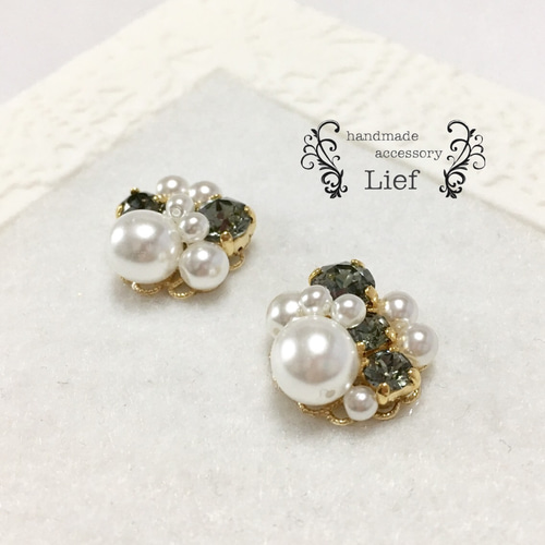 334 ブラック　シルバー　スター　ビジュー ピアス　イヤリング　ハンドメイド 334 ブラック シルバー スター ビジュー ピアス イヤリング