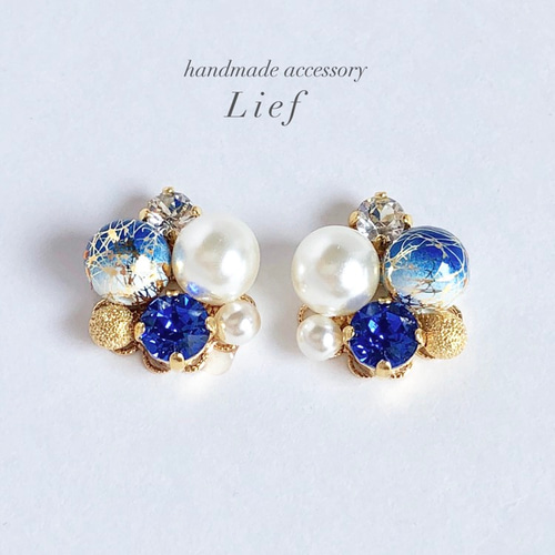 送料無料☆和風ビジューピアス/イヤリング ピアス（スタッド・一