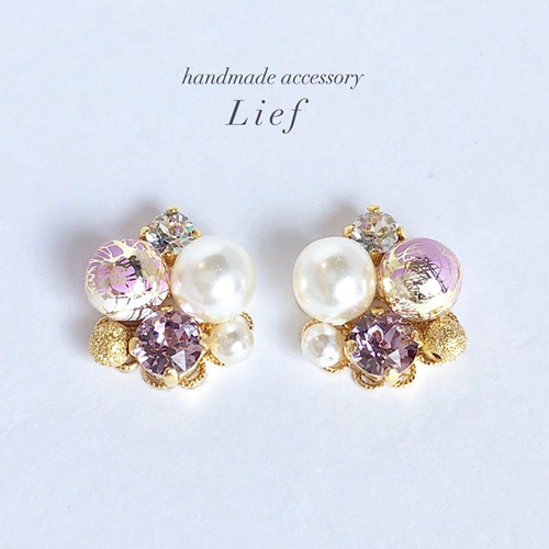 送料無料☆和風ビジューピアス/イヤリング ピアス（スタッド・一