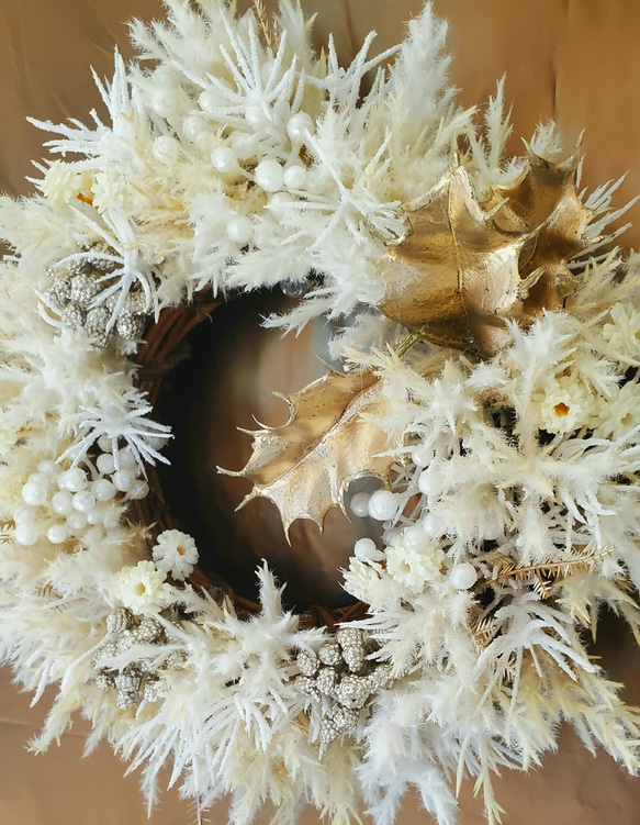 「Creema限定」オフホワイトのミニX'masリース ～約18cm～ 3枚目の画像