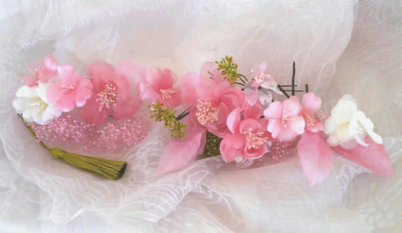 アートフラワーのピンクのヘッドドレス ～可愛い初々しい貴女へ～24本セット 9枚目の画像