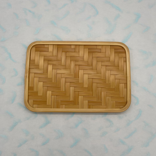 駿河竹細工 ミニトレー トレー 竹で作った角小盆 (さらし色