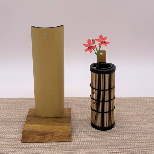 駿河竹細工 竹製品 花器かけす 【飾り台付き】 一輪挿し フラワー