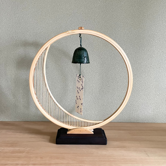 駿河竹細工 竹製品 置き風鈴三日月 南部風鈴 竹製風鈴 涼しげインテリア 夏 癒し お茶会 贈り物 海外へのプレゼント 8枚目の画像