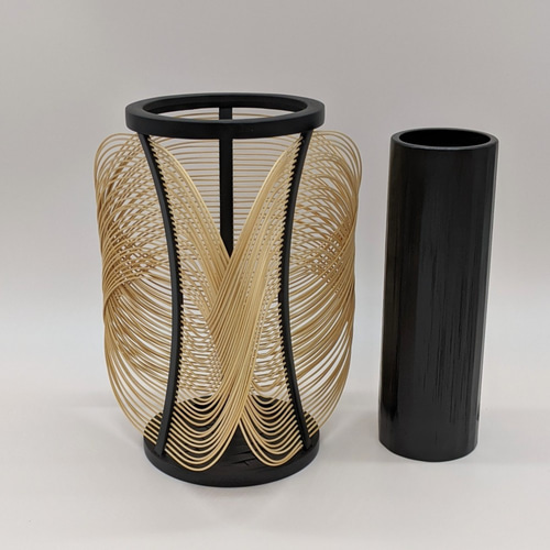 駿河竹細工 竹製品 花器 木の葉（ツートン) フラワーベース おしゃれ