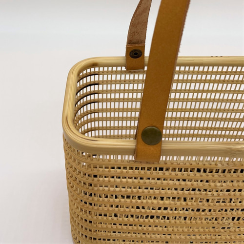 竹細工 お洒落な小型かぼちゃ型バック かごバック シルク生地 日本製