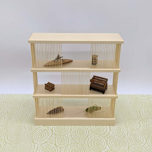 駿河竹細工 飾り台 飾り棚 おしゃれインテリア お人形 竹ひご 竹と木製