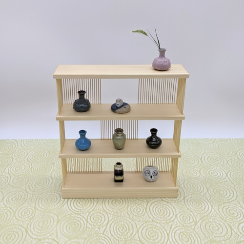 駿河竹細工 飾り台 飾り棚 おしゃれインテリア お人形 竹ひご 竹と木製