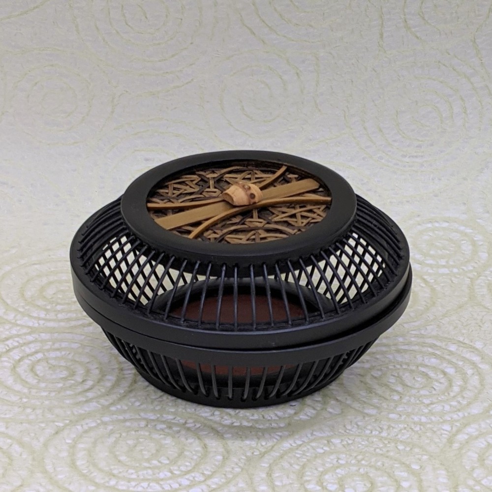 駿河竹細工 竹製品  ボンボン入れ 小物入れ キャンディーあめ入れ アクセサリー入れ ブラック 贈り物  海外へおみやげ