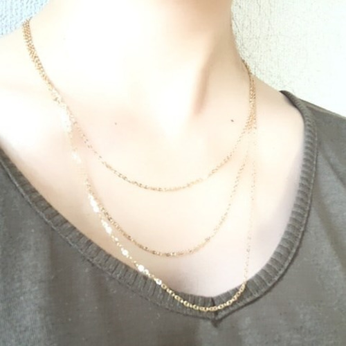 送料無料＊K18(18金)YG＊華やか3連ネックレス ネックレス・ペンダント