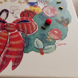 「クリスマスリース」Wreath ～sonojiイラストキャンバスパネルプリント～F3サイズ 2枚目の画像