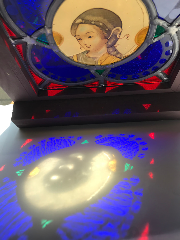 天使の絵付け小さなステンドグラスパネル　緑 アート 立体・オブジェ ガラス・ステンドグラス F1810618732(14000円)