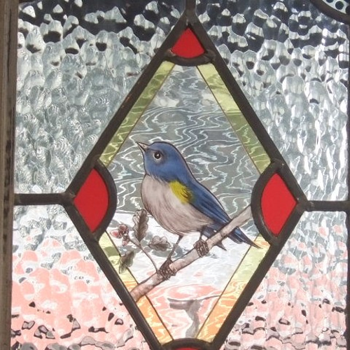青い鳥の絵付けステンドグラスパネル その他アート g.g.m.m.
