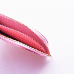 ゴールドファスナー 桜ピンクのシンプル・ウォレットロング　　 5枚目の画像