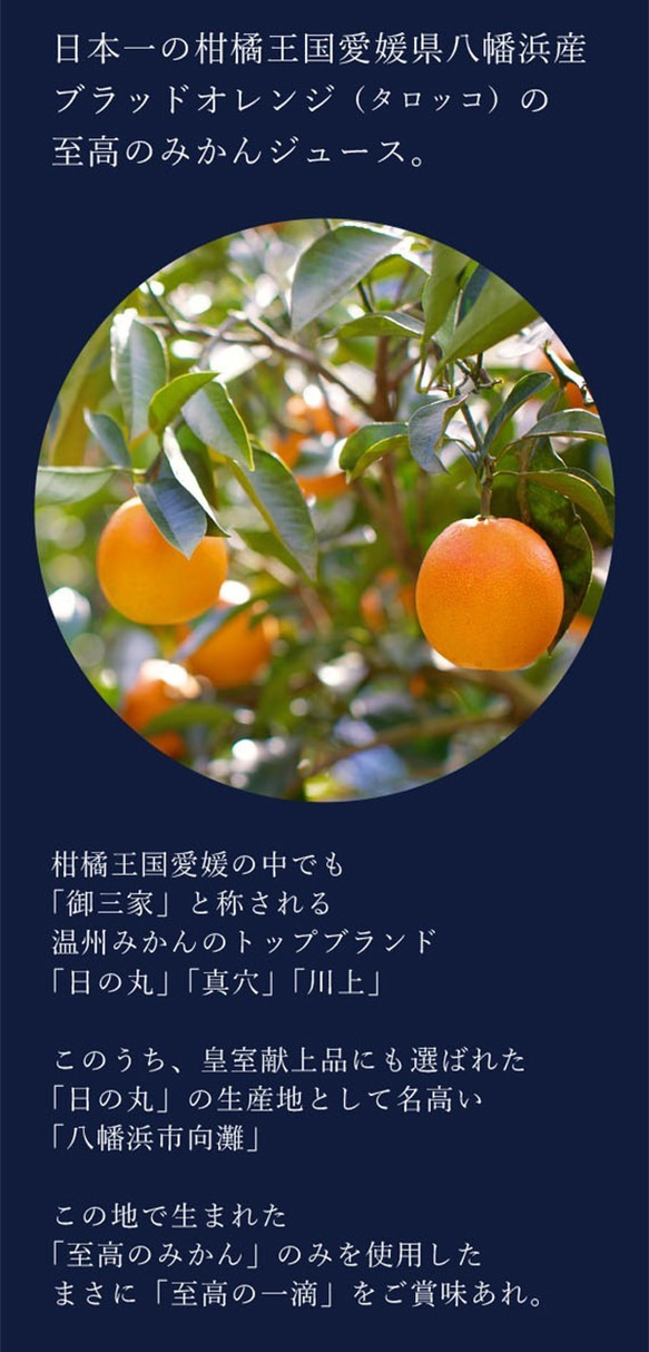 ブラッドオレンジ【2本セット】～極上みかんジュース「至高の一滴」【贈り物・お礼・ギフト・熨斗対応】 2枚目の画像