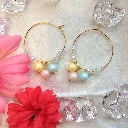 パステルパール☆フープピアス ピアス（フープ） YUN 通販｜Creema 