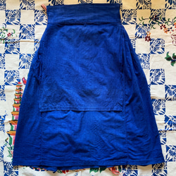 手織りコットン・藍染のエプロンスカート2-2 2枚目の画像