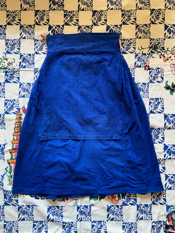手織りコットン・藍染のエプロンスカート2-2 2枚目の画像