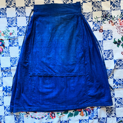 手織りコットン・藍染のエプロンスカート2-5 2枚目の画像