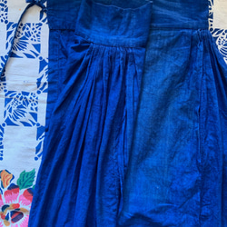 手織りコットン・藍染のエプロンスカート2-5 3枚目の画像