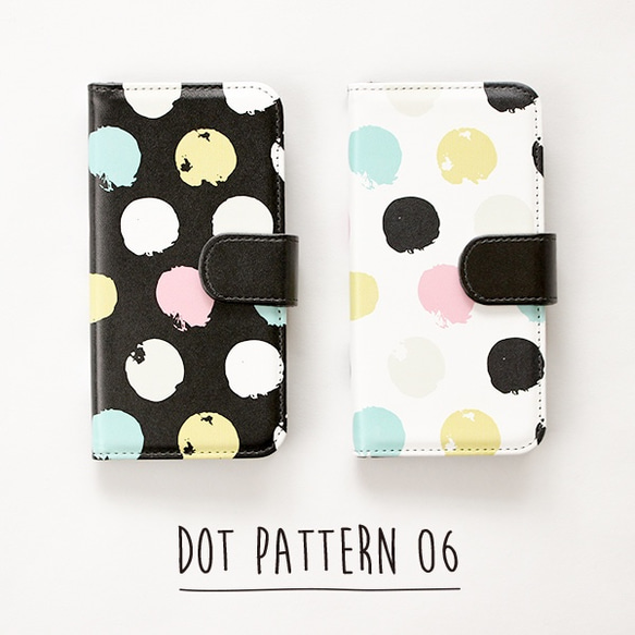 ドット柄06 水玉模様 手書き風 iPhoneケース手帳型 17Pro 16Pro 15Pro