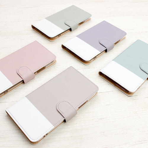 バイカラー08 くすみ ツートン スマホケース手帳型 ほぼ全機種対応
