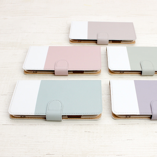 バイカラー08 くすみ ツートン スマホケース手帳型 ほぼ全機種対応