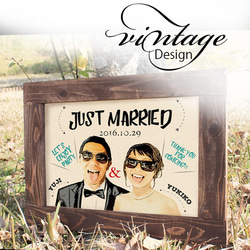 ウェルカムボード&似顔絵オーダー（A3サイズ額縁付き） 用紙サイズUP料金／A3サイズ▶︎A3ノビサイズ ウェルカムボード