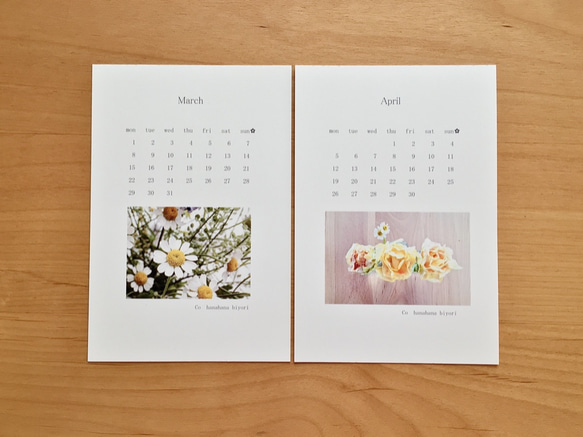 《送料無料》2021 お花のカレンダー ポストカードサイズ 3枚目の画像