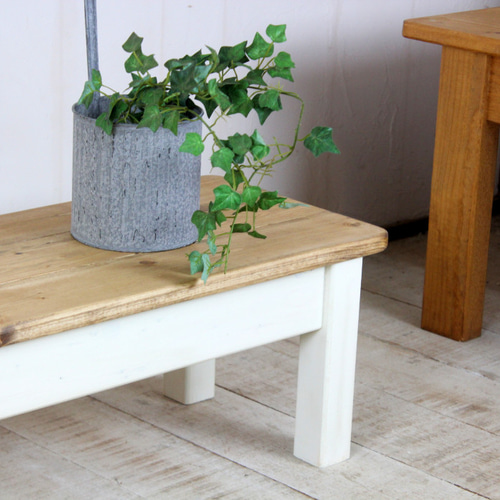 ハンドメイド　ホワイトシャビー　サイドテーブル　花台　飾り台　キッズベンチ ホワイトシャビー サイドテーブル 花台 飾り台 キッズベンチ 棚