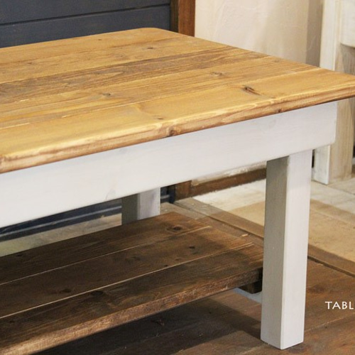 ハンドメイド　折りたたみテーブル90 ホワイトシャビー ハンドメイド折りたたみテーブル90 ホワイトシャビー