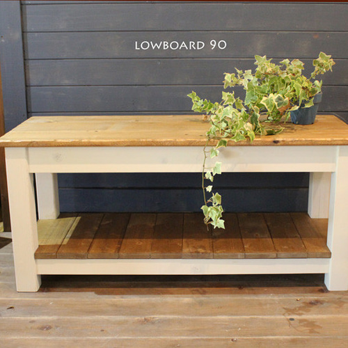 ハンドメイド ホワイトシャビーなローボード90 ホワイトシャビーな