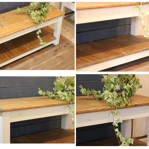 ハンドメイド ホワイトシャビーなローボード90 ホワイトシャビーな