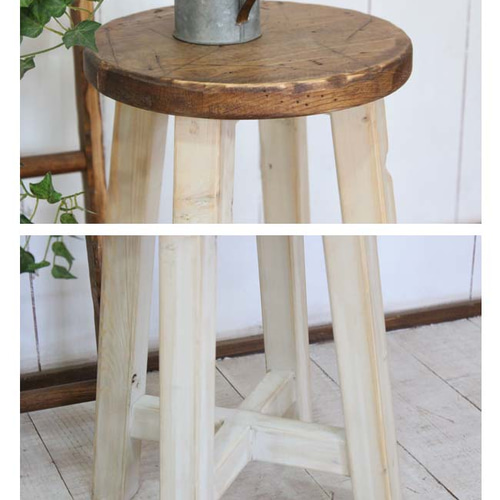 アンティーク風スツール アンティークホワイト ダメージ加工 椅子