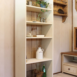 ホワイトシャビーオープンラック(L) 本棚・絵本棚・マガジンラック