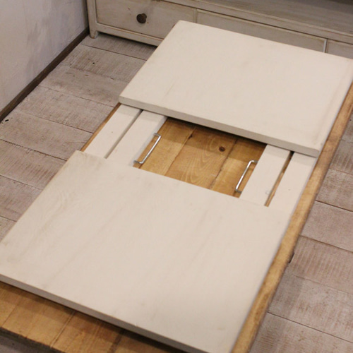 ホワイトシャビーな折りたたみローテーブル90 ローテーブル・リビング  