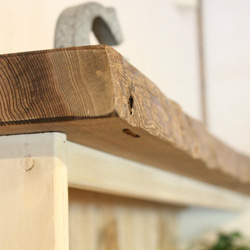 ハンドメイド　扉つきロングシェルフ120　アンティークホワイト 扉つきロングシェルフ120 アンティークホワイト