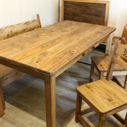 アンティーク風カントリーダイニングテーブル イス ベンチ セット 麦