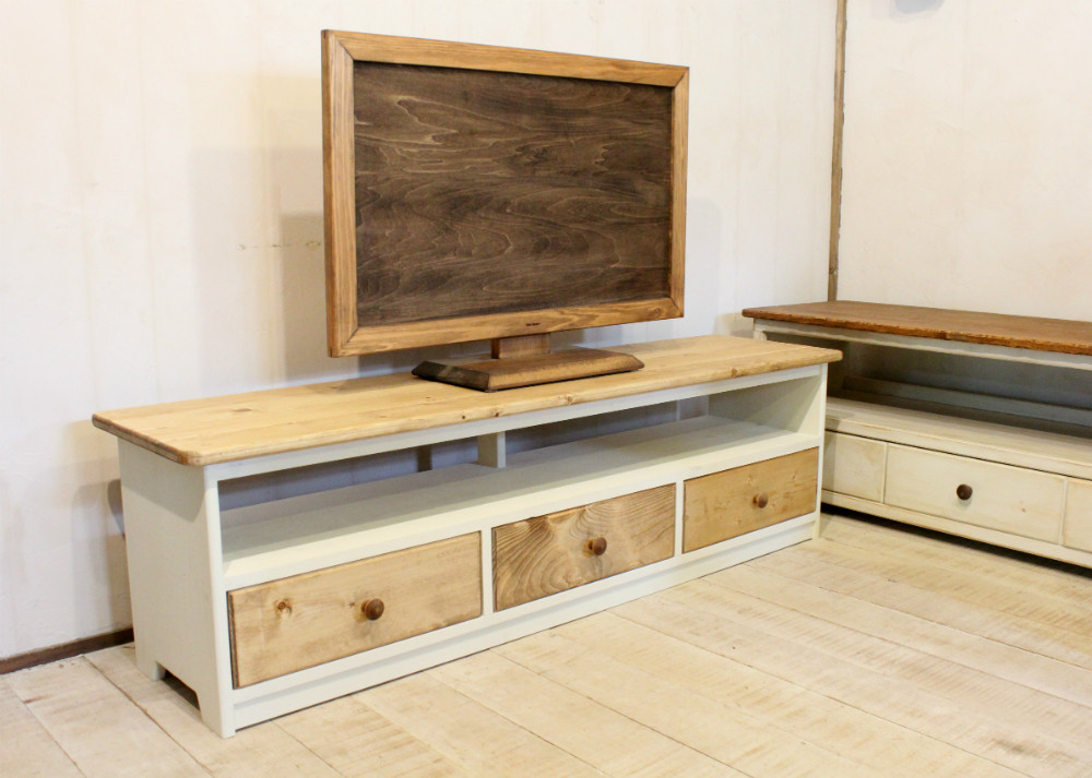 ハンドメイド　Whiteシャビーな3ドロワテレビ台　140 Whiteシャビーな3ドロワテレビ台 140 テレビ台・テレビボード
