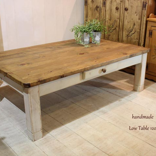 シャビーなカントリーテーブル120 アンティークホワイト ダイニング  