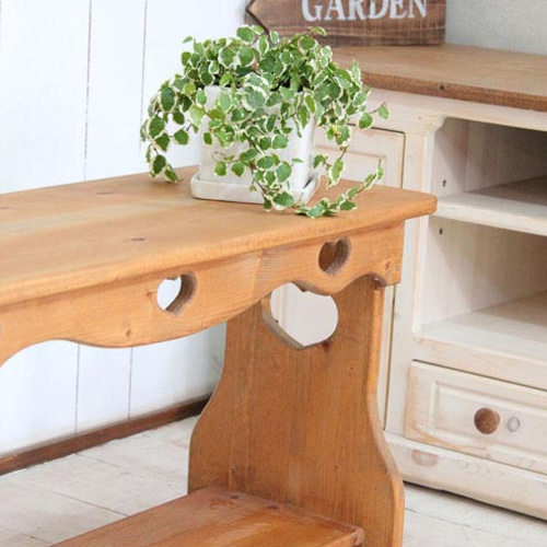 カントリー家具 ベンチ チェア 長椅子 ハート 木製 ハンドメイド