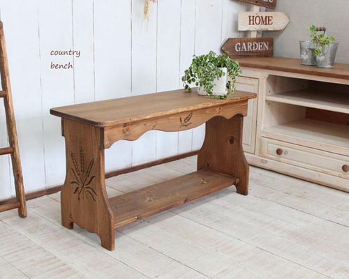 ハンドメイド　麦穂のカントリーベンチ 麦穂のカントリーベンチ120 背もたれつき ソファ・ベンチ putto 通販