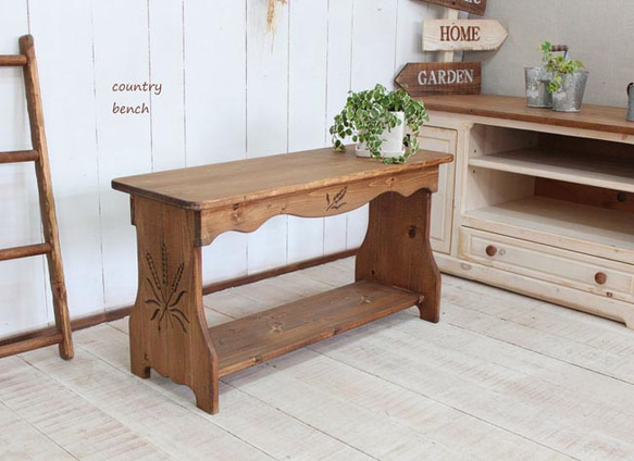 ハンドメイド　麦穂のカントリーベンチ 麦穂のカントリーベンチ ソファ・ベンチ putto 通販 525904｜Creema